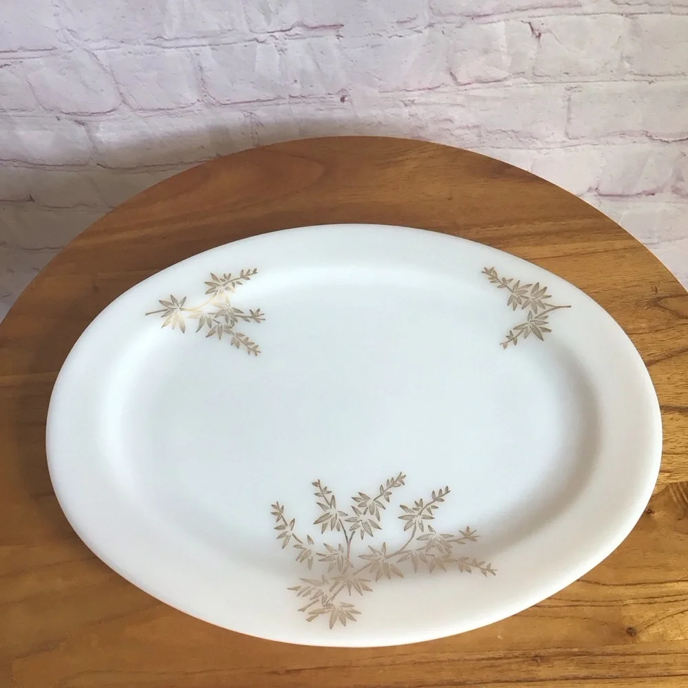 Vintage Federal Glass Golden Bamboo Serving Platter
